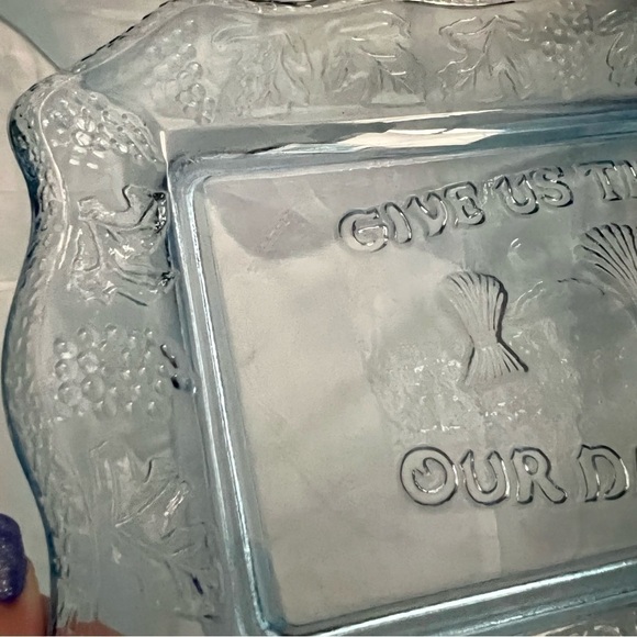 Vintage Blue Glass Bread Tray - Picture 4 of 8
